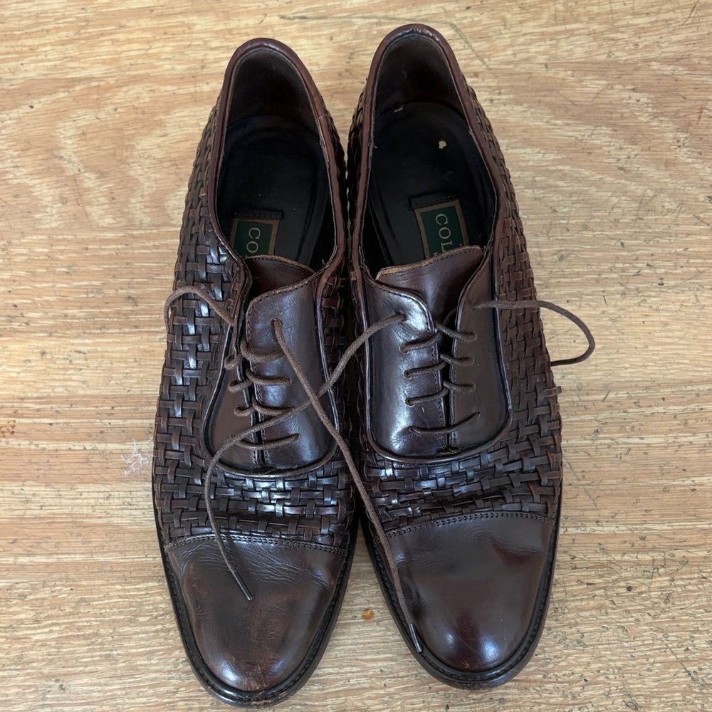 Cole Haan Oxford leather woven heels size 7